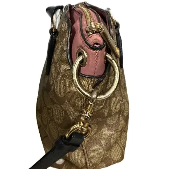 COACH Remi Navy Brown Signature Satchel Saddle Crossbody Bag MRSP $398 - Picture 6 of 15